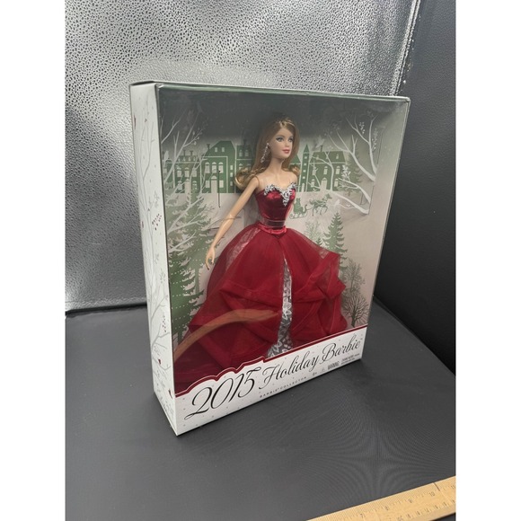 Mattel Other - 2015 Holiday Barbie NRFB CHR76 Collector Edition Red Gown Winter Scene New